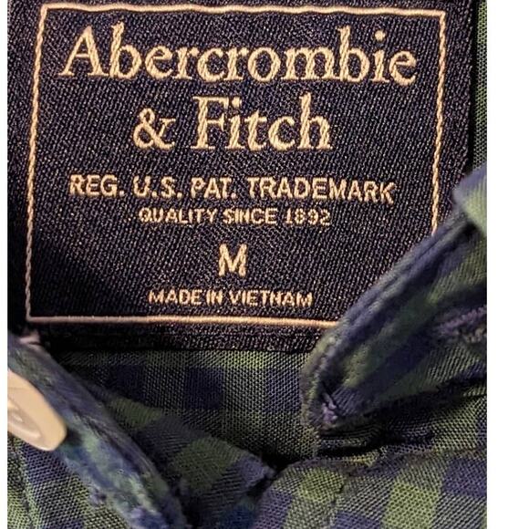 Abercrombie & Fitch Green/Navy Check Men's Button Down Shirt Size M - Picture 8 of 12